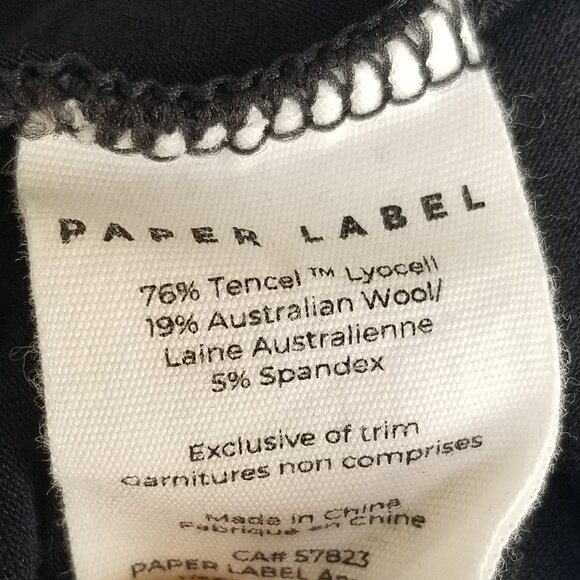 Paper Label Lisa Top Black Wool Blend Base Layer Long Sleeve Tee Size XL - Picture 6 of 8